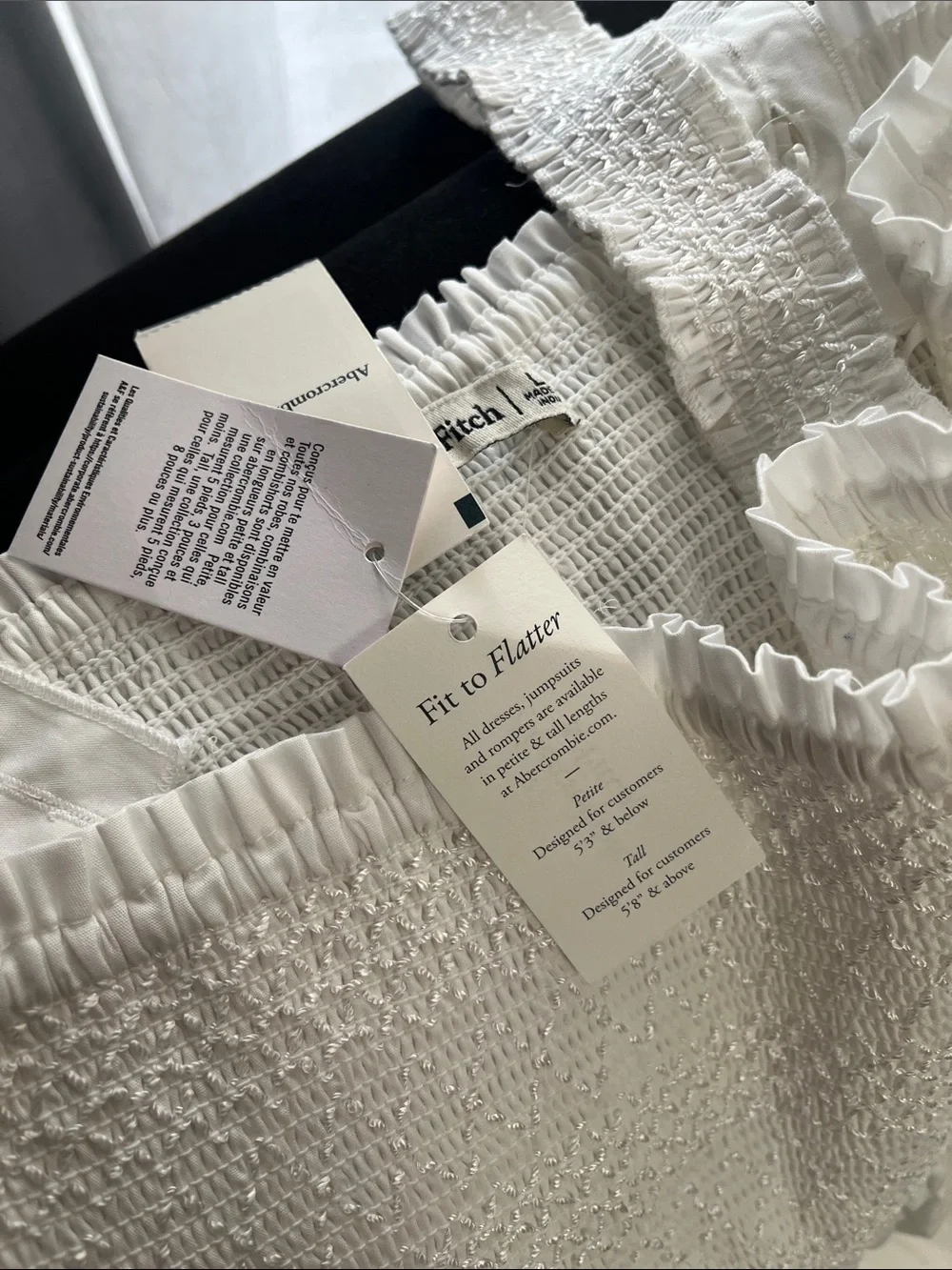 Abercrombie & Fitch White Maxi Sundress with Smocked Bodice